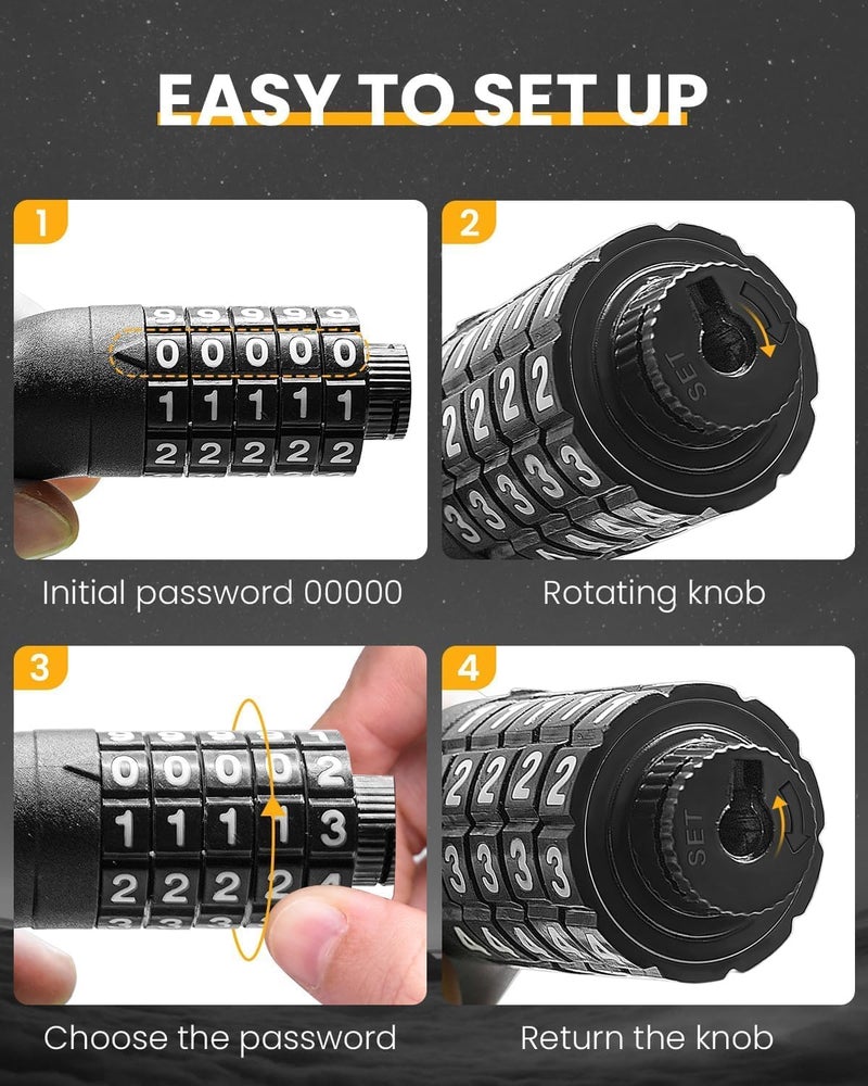 KEYSTP Bike Lock Cable with Combination,High Security 5-Digit Resettable Combination Bicycle Lock Anti-Theft, with Mounting Bracket for Bikes and Scooters - Image 4